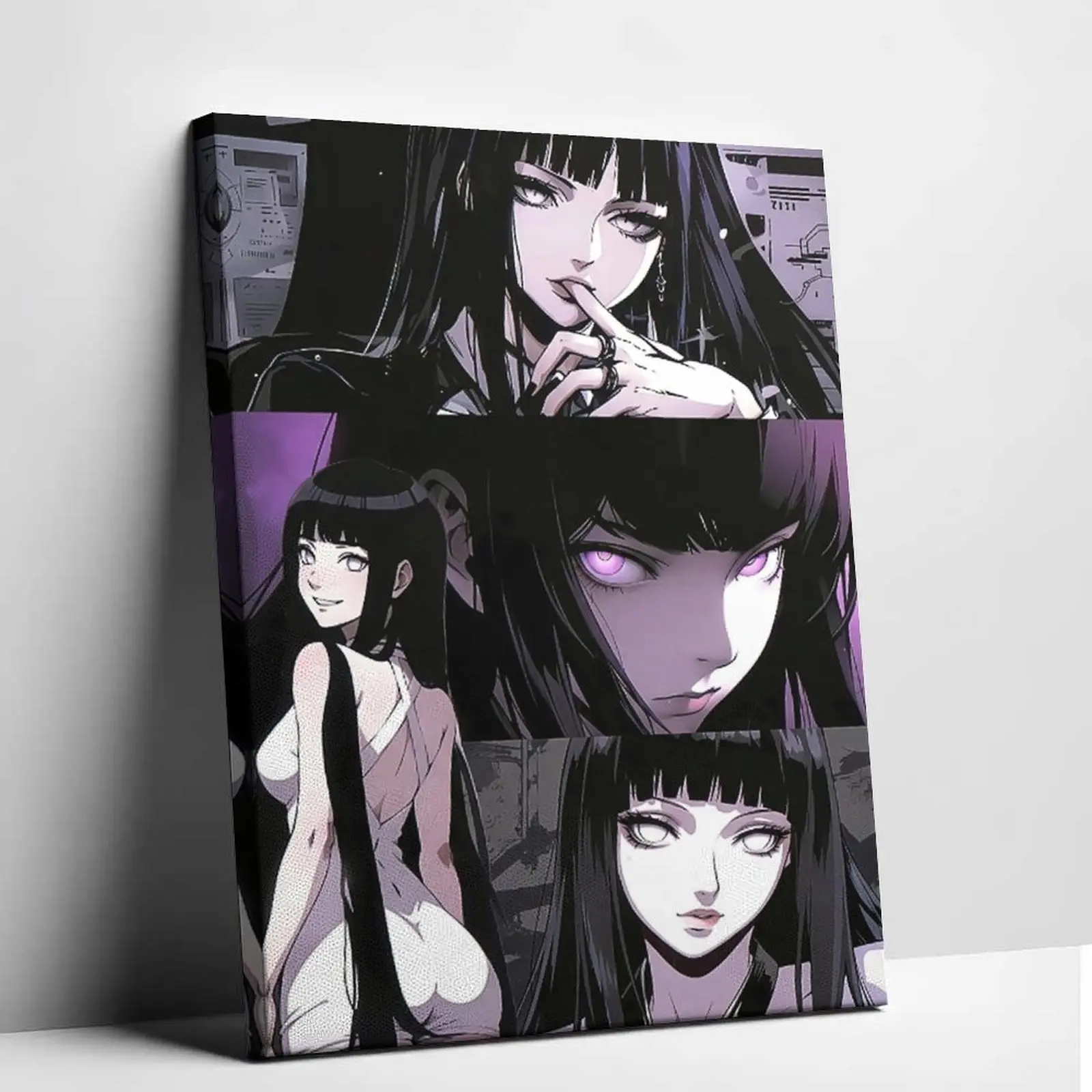 Naruto Hyuga Hinata Byakugan Multi-Panel Canvas Print, Dark Gothic Anime Poster, Modern Aesthetic Living Room Wall Art, Anime Fan Collectible Decor