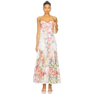 Charo Ruiz Ibiza Danny Long Dress in White Botanic