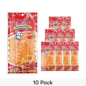 BENTO Dried Squid Snack Spicy Flavor, 18g*10【10 Packs】