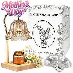 Mother's day No Flame Candle Warmer Lamp with Built-in Timer Function, Height Adjustable Gold Floral Design Wax Melt Lamp Perfect for Creating Cozy Bedroom Ambiance and Providing Safe Home Fragrance Without Fire Risk