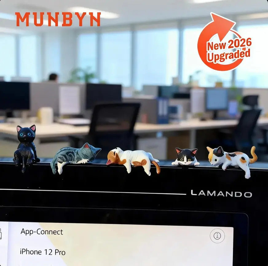 MUNBYN 2026 Mini Resin Cat Desk Figurines Set (5-Piece) - Multi-Pose Cartoon Kitty Statues, Cute Desktop Decoration, Creative Home Decor, Room Decor for Home Offices