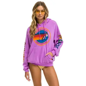 AVIATOR NATION HAMPTONS RELAXED PULLOVER HOODIE - NEON PURPLE