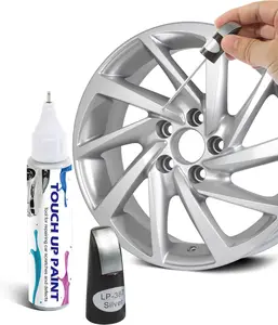 Car Rim Scratch Repair Pen – 2-in-1 Touch Up Paint for Wheels, Silver Auto Rim Paint, Scratch Repair Kit, Car Accessories