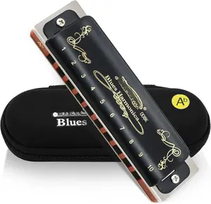 Diatonic Harmonica Key of Ab 10 Holes 20  008K Mouth Organ with Black Cover,  Grade Harmonica for Adults, Professionals and Students