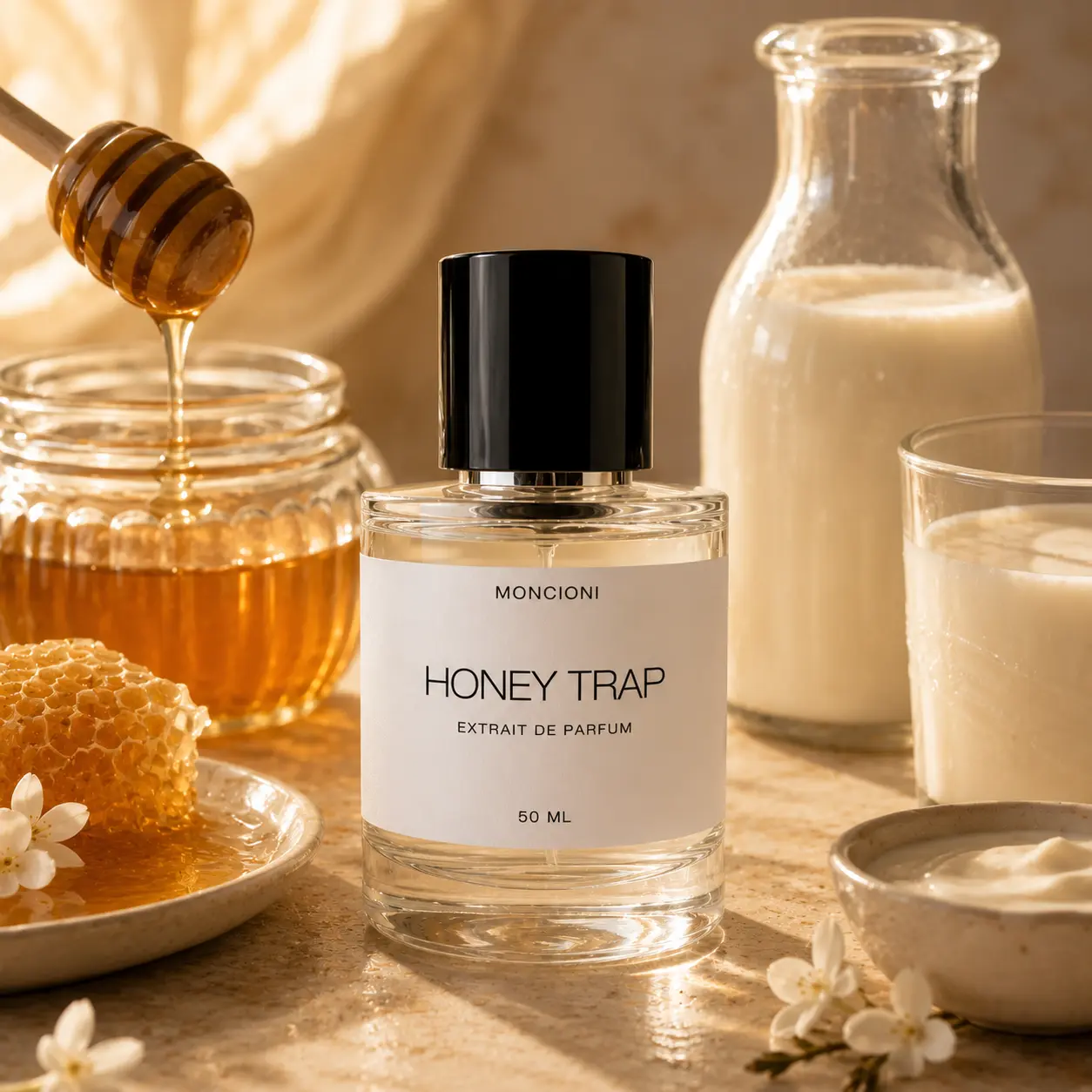 Moncioni Honey Trap Extrait de Parfum , Milk · Vanilla · Almond , Long Lasting Designer Inspired Luxury Fragrance for Men & Women , Niche Perfume Gift