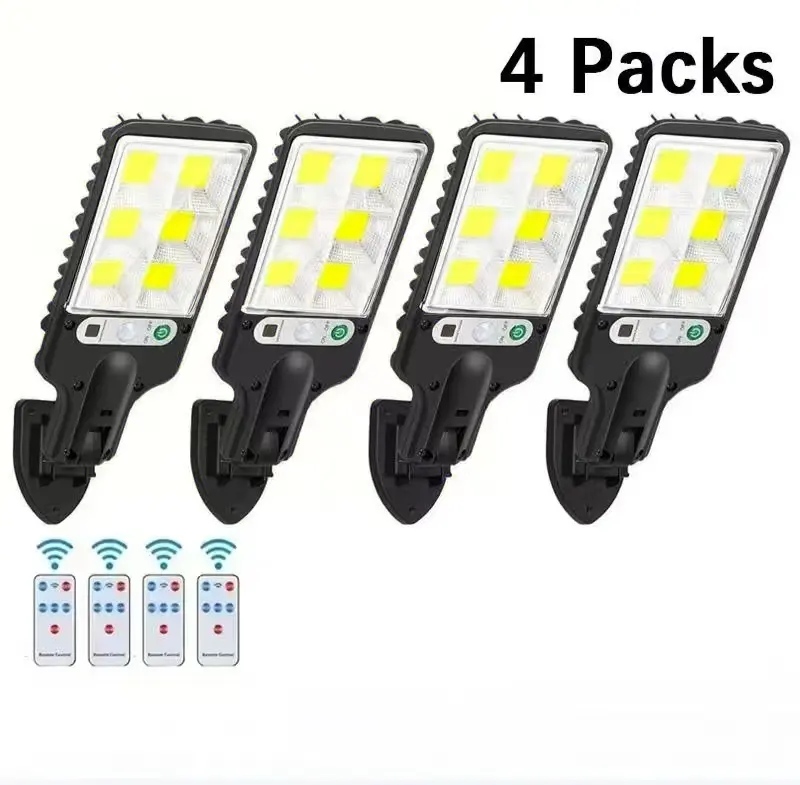 Solar Outdoor Lights 4 Pack,Motion Sensor Security Lights with Remote Control,120° Wide Angle Flood Wall Lights,IP65 Waterproof Street Lights with 3 Lighting Modes for Porch Garden Deck Fence Patio Path Lamps,Home Modern,Christmas 2025 Ornament