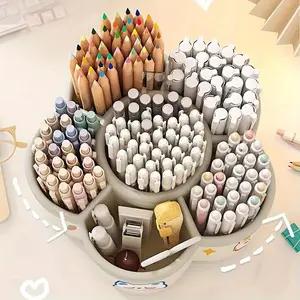 360 Degree Rotatable Pencil Holder, Marker Pen Holder, Large Capacity Desk Stationery Storage Box, Cute Pencil Cup, Desk Organizer for Office, School, Home and Art Supplies