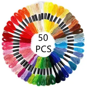 Multicolor Cross Embroidery Floss, Embroidery Thread – Available in 8/50/100/150/200 Pieces, 8 Meters Per Skein, Non-Repeating DMC Colors for Sewing and Crafts