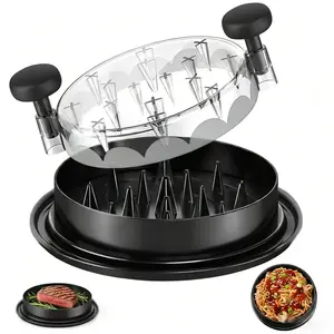 8inch Quick Meat Shredder with Visible Lid | Manual Chicken Shredder Tool for Pulled Pork & Beef | BPA-Free Meat Slicer with Ergonomic Handle & Anti-Slip Base | Must-Have Kitchen Gadget for Meal Prep (Black)