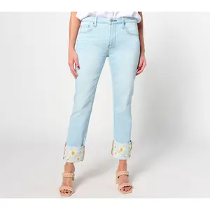 Driftwood Jeans Colette Embroidered Crop Straight Jean-Daisy