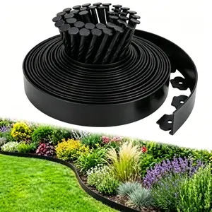 40ft 2in Tall Plastic Landscape Edging Garden Edging Border Landscape Edging Kit with 30 Spikes Flexible Tool-Free Lawn Border for Yard, Flower Bed & Landscaping