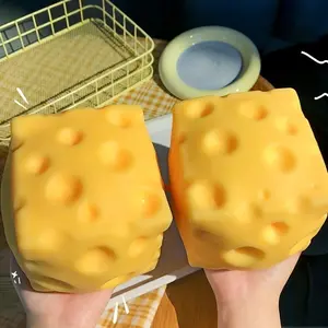 Giant Cheese Squeeze Toy Extra Large Size Cheese Squishy Fidget Toys Slow Rebound Shapeable Venting Ball for Adults Gifts