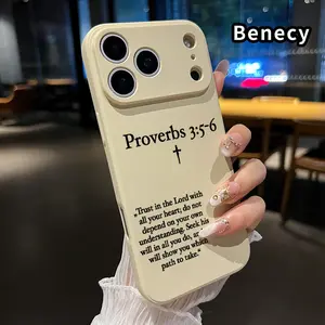 Straight Edge Phone Case for iPhone 17 Pro Max 16 15 14 Plus 13 12 11 Air XR X XS  Excerpts From Minimalist Proverbs Pattern Anti-Scratch Shockproof TPU Bumper Drop-proof Cover Cellphone Protective Durable