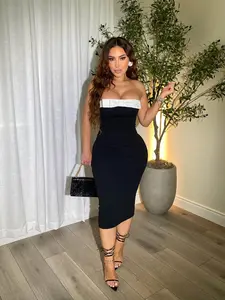 Evening Charm Black Midi Dress