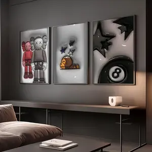 Set Of 3 HypeBeast Room Decor, Hypebast kaws Poster, Cool Wall Art Set,, 3D Wall Art Bundle, HypeBeast Wall Art, Trendy Wall Art,