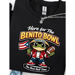 Here For The Benito Bowl PNG, Puerto Rico Football Art, Funny Halftime Sublimation, Boricua Music Gift, PR Flag DTF Transfer Digital File