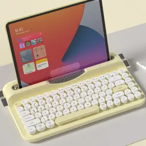 AJAZZ AF84 typewriter keyboard steam retro punk 84 key film keyboard card slot bracket circular keycap Ergonomic Build Keyboard wireless Bluetooth dual-mode office keyboard cute girl keyboard student gift