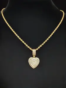 Heart Shaped Artificial Zircon Pendant Necklace for Women, Fashion Jewelry for Party, Daily Clothing Decor, Trendy All-match & Exquisite Jewelry for Birthday Gift, Love Heart Necklace