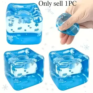 Fidget Toy Snowflake Ice Block Squeeze Fun, Transparent Stress Relief Slow Rebound, Kids Adult Anxiety Gift, Portable Mini Toy