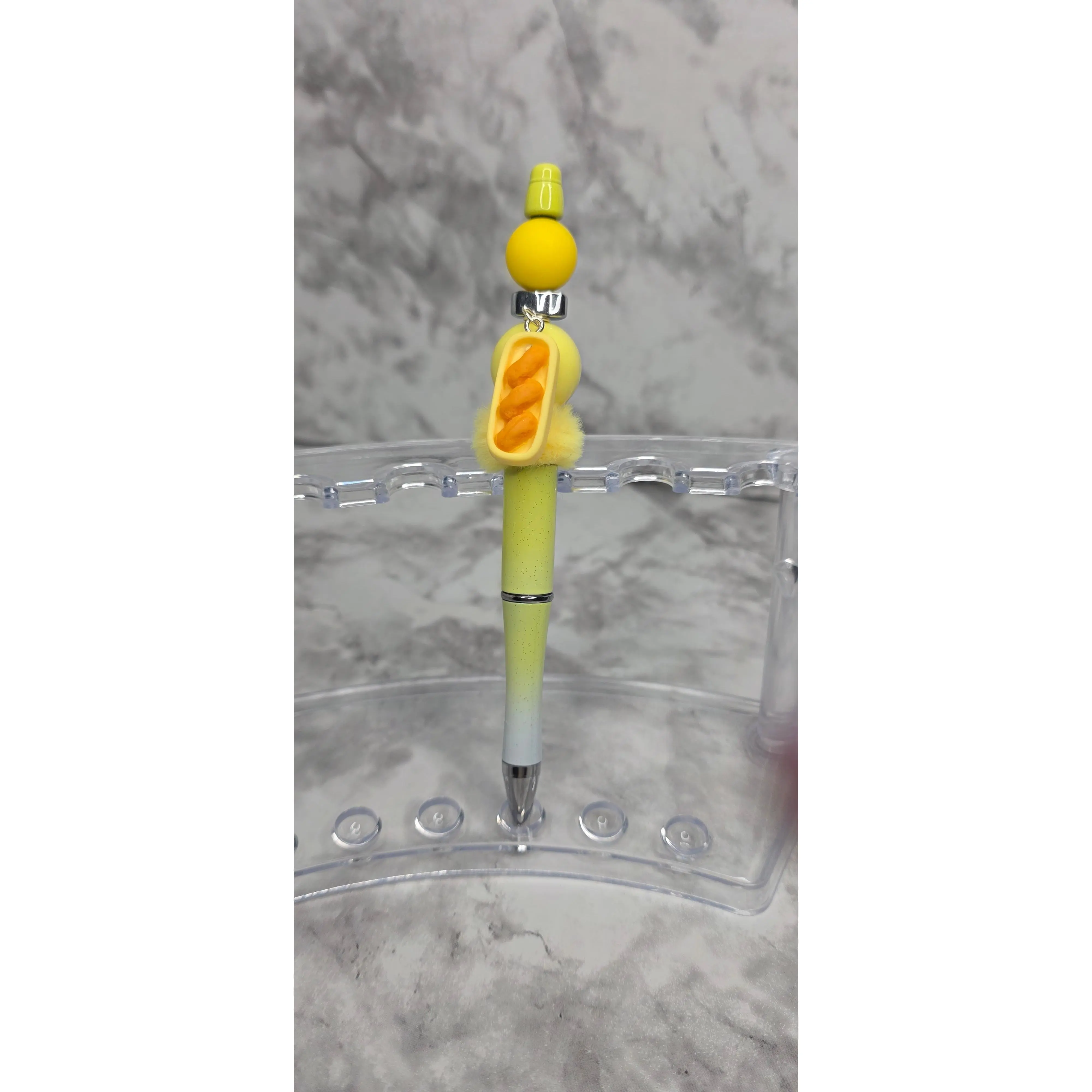 Peanut Snack Beaded Pen – Yellow Handmade Fun Statement Pen