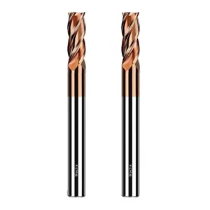 2pcs 1/4" Carbide End Mill Bits Set - 1/4" Diameter, 2-1/2'' Overall Length - 4 Flutes Milling Bits for Alloy Steels, Hardened Steels, Copper, Cast Iron