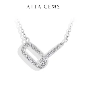 Fashionable Modern Simple Synthetic Moissanite Necklace Pendant Ladies Exquisite Sterling Silver Jewelry Accessories Daily Matching Engagement Gift N043