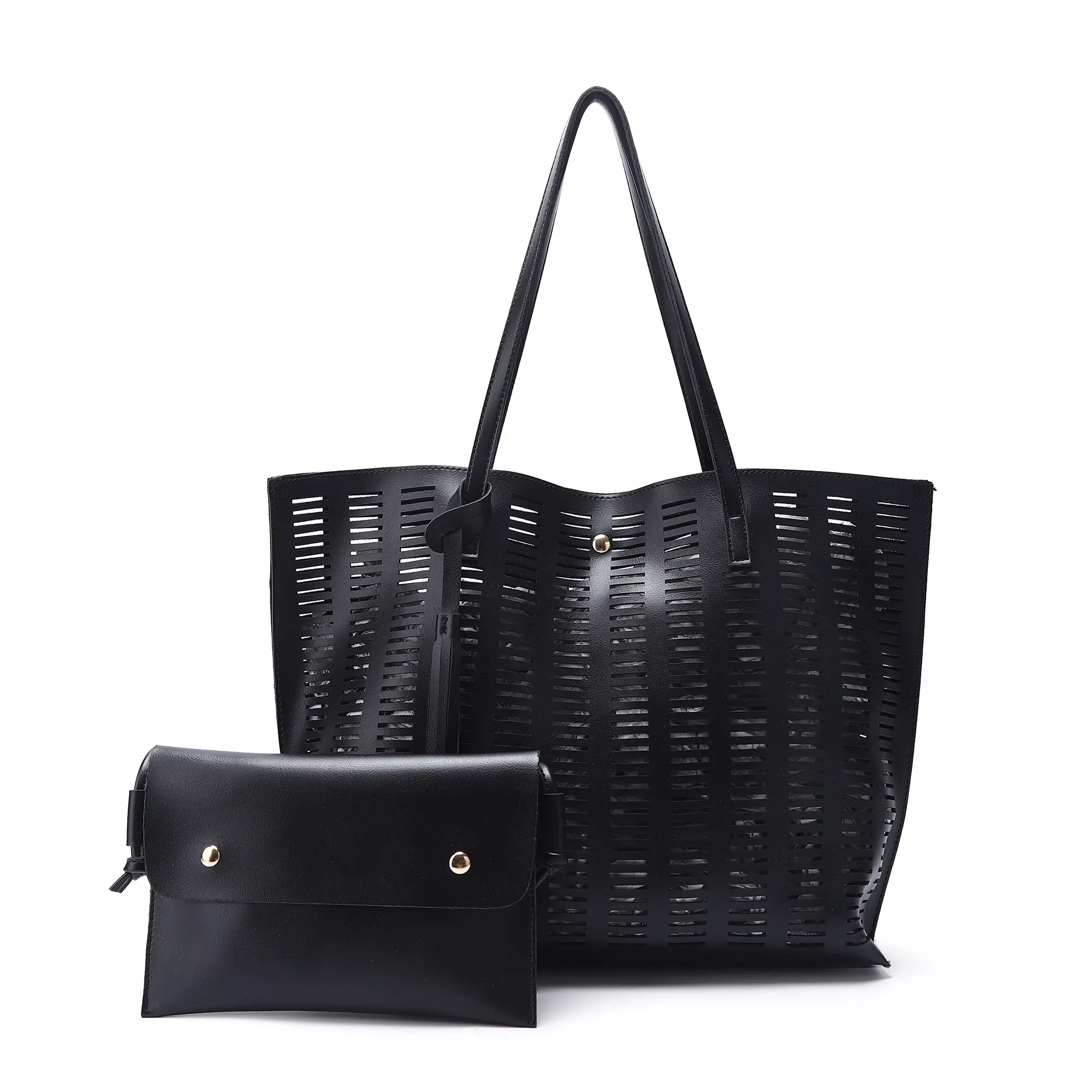 K.EYRE women’s tote bag featuring cutout craftsmanship, ultra-large capacity, a fashionable tassel design, versatile for multiple uses—a stylish premium piece that includes a matching clutch in the same color. essential daily trendy wallet set vintage