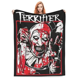 Terrifier 2 Movie Art The Clown Blanket Coral Fleece Plush Decoration Breathable Throw Blanket for Bedding Plush Thin QuiltHoliday gifts for family and friends during Thanksgiving, graduation season and Valentine's Day