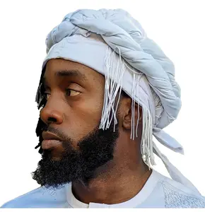 White African pre-tied Turban for Men with Fringe Trim - DPH3949PTF