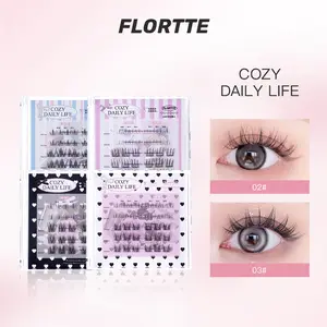 FLORTTE Segmented Self-Adhesive Glue-Free Upper & Lower False Eyelash Set lash clusters Cosmetic