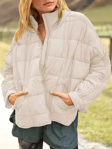 Women's Quilted Cotton Coat With Pockets, Lightweight Zip Fastening, Autumn/Winter Coat