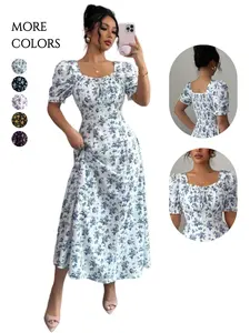 Women's Elegant Short Sleeve Floral Dress, Summer Casual Fashion Design, Perfect for Daily Wear & Special Occasions