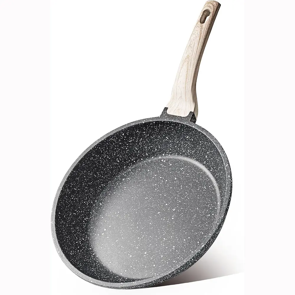 CAROTE 10 inch Non Stick Black Frying Pan Skillet, PFOA-Free | Healthy Non Toxic Granite Kitchen Cookware, All Stovetops Compatible Skillet with Heat-Resistant Handle, Easy to Clean