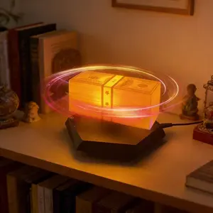 Magnetic Levitation Money Lamp, Mini Floating Table Light with LED Ambiance, Best Gift for Men, Cool Decorative Light (3 Colors)