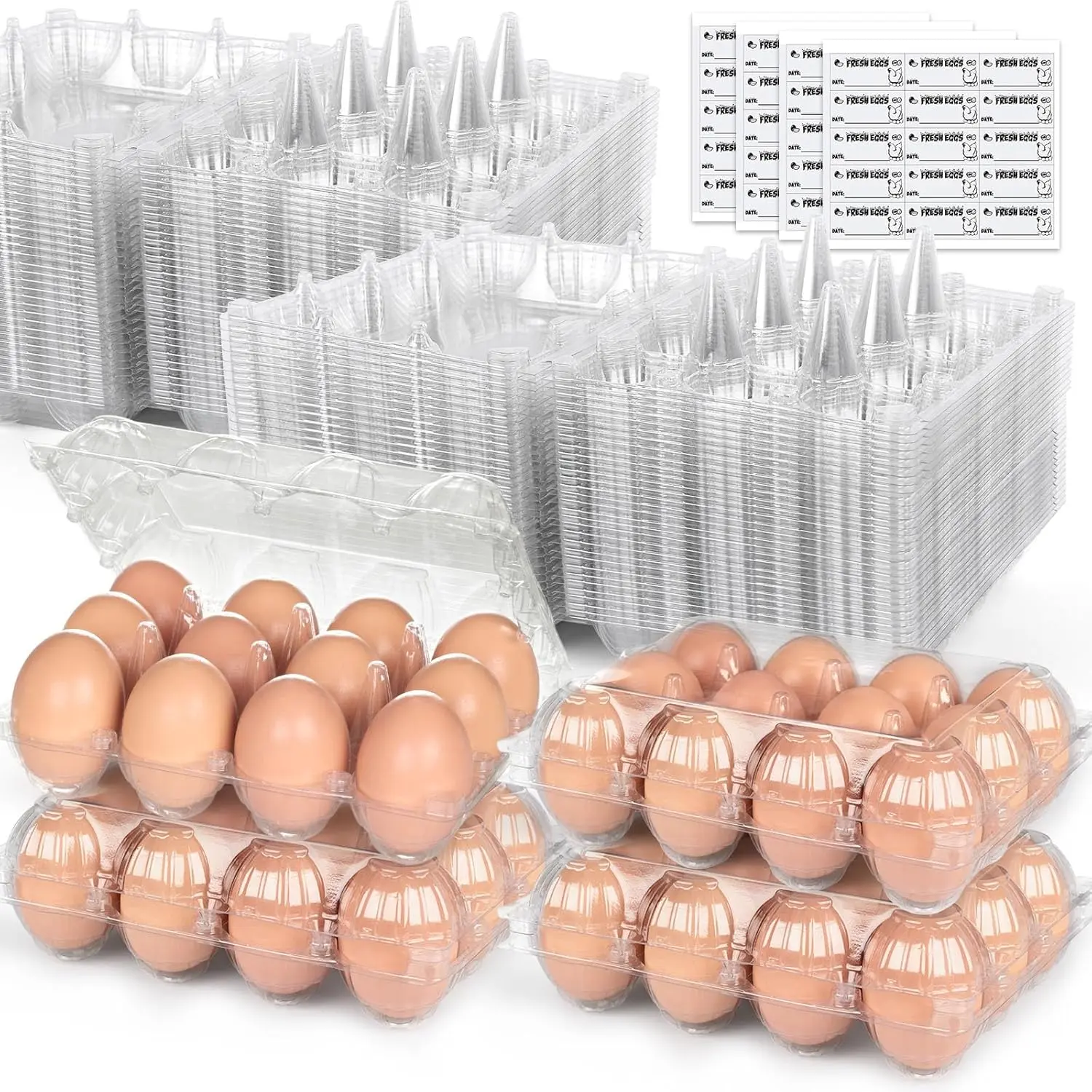 60 count Egg Cartons  Bulk 12 Count, Clear  Egg Containers for Family, Farm, Markets, Display