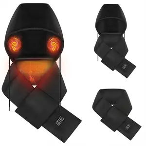 Heated Scarf with Hidden Hood (Battery Not Included) – USB Electric Neck Warmer with 3 Heat Levels, Soft Winter Thermal Heating Pad for Outdoor Sports & Everyday Wear