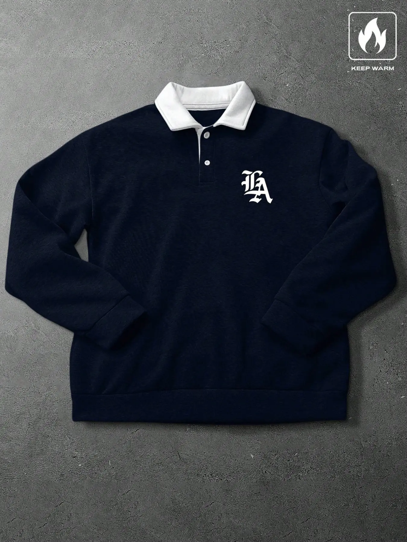 Men's loose-fitting Casual long-sleeved sweatshirt Tops with a contrasting polo collar, suitable for autumn and winter, featuring a Graphic letter print, Cozy Sweatshirts