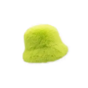 Neon green faux fur bucket hat