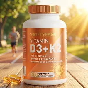 Vitamin D3 K2 Softgels for Adults, 2-in-1 Vitamin D3 1000 IU + K2 200 mcg Supplement, Bone & Immune Health Support, 300 Count Daily Wellness Softgels