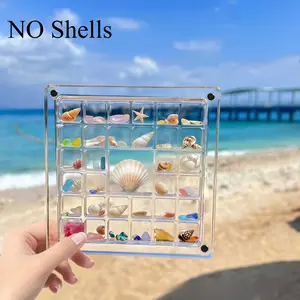 Acrylic shell storage box High permeability magnetic suction belt cover Seaside mini shell storage box Shell storage display box Clear Storage Box Acrylic Storage Containers