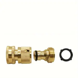 1Set Garden Hose Quick Connector, 3/4 Inch GHT Thread Fitting Brass Garden Hose Quick Connect Set, No-Leak Heavy-Duty Rust Resistant Water Pipe Quick Connect Fittings Male And Female Adapter Car Wash Watering Accessories, Garden Hose Connectors