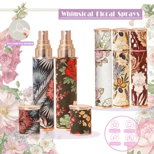 French Vintage Floral Leather Perfume Bottle, Portable Refillable Spray, High-End Glass Inner, Travel Mini Atomizer, Summer Mosquito Repellent