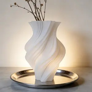 3D Printed Fashion Art Flower Vase Decor, Elegant Living Room Coffee Table Floral Arrangement, Perfect for Home Office Holiday Decorations, Decorative Vase