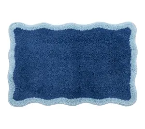 VCNY Home Blue Scalloped Tufted Bath Rug, 18" x 27"