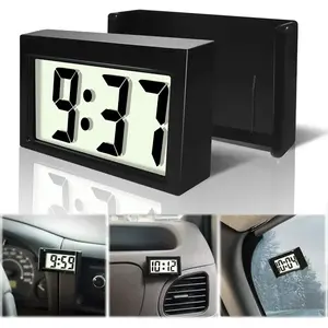 Car Dashboard Digital Clock - Vehicle Adhesive Clock with Jumbo Time & Day Display - Mini Automotive Stick On Watch for Car Truck Dashboard & Air Vent(Black Pack of 1)
