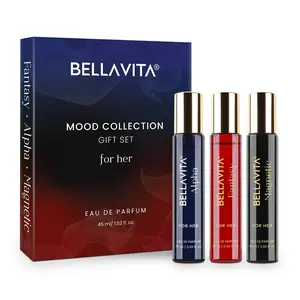 BellaVita Luxury's Mood Collection Gift Set (3x15ml) for Women | Pheromone Inspired Technology Long Lasting Fragrance | Includes Alpha, Fantasy & Magnetic Perfumes | Pink Pepper, Benzoin and Jasmine