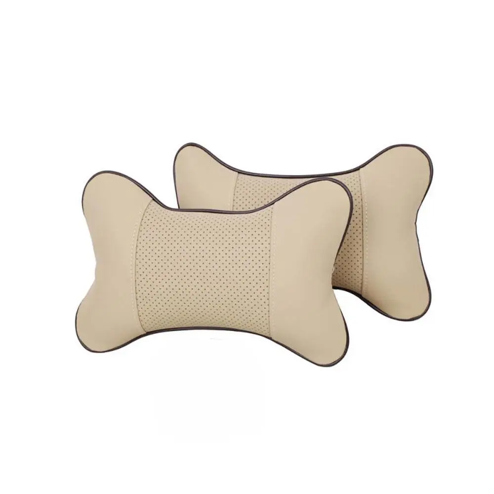 Car Neck Pillow, Travel Neck Cushion, 2 Counts Breathable PU Headrest Cushion for Neck & Waist Rest, Perfect for Driving Home Office, Car Interior Accessories