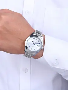 RICECGO Men's Business Quartz Round dial watch Fresh sunburst dial + distinctive Arabic numerals Smooth stainless steel bracelet Features date display Elegant style for daily commutes Stainless Steel Wristwatch Business Fashion Watches