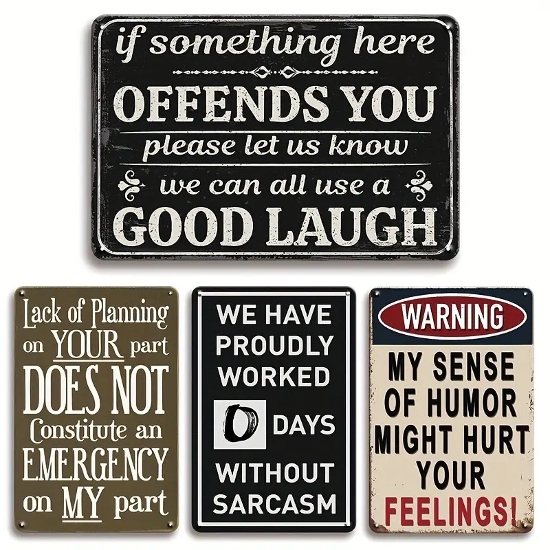 Mancave Vintage Metal Tin Signs - 4pcs Humorous Signs with Vintage Design, 12x8in Dorm, Bar & Cafe Decor, Iron Cubicle Sign, Wall Decor farmhouse  home  decor beer lover creative small gift Signage Retro
