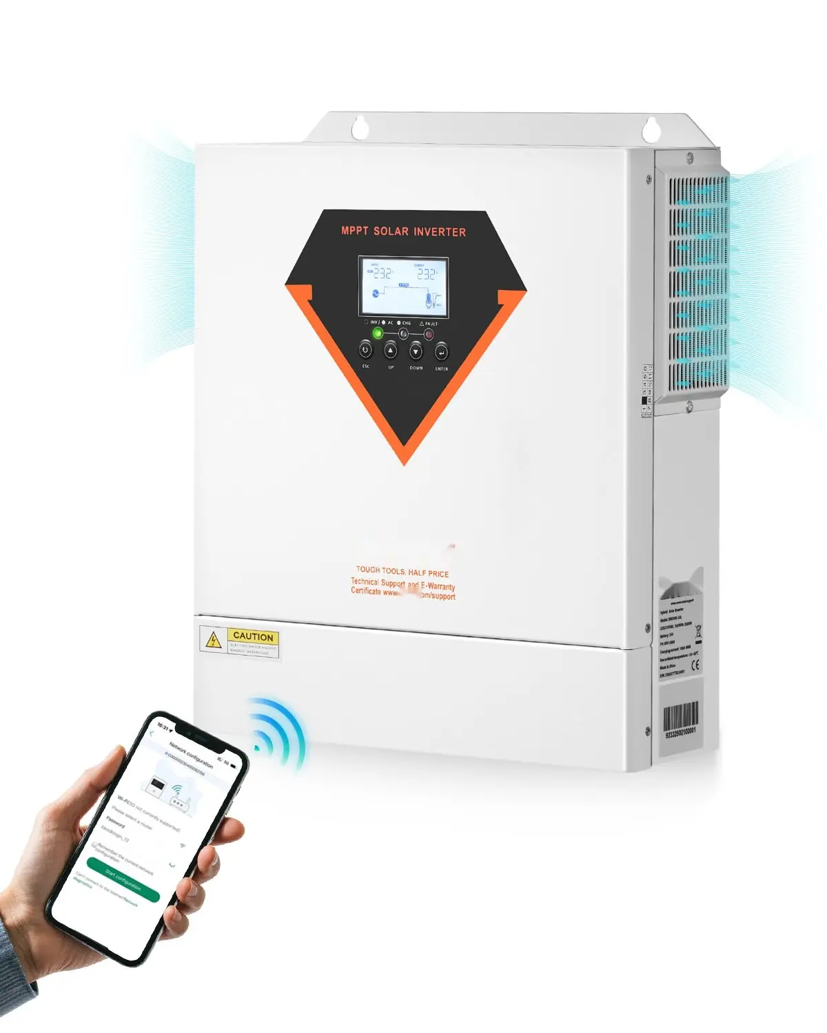 Hybrid Solar Inverter Charger 3500W 220/230V With Built-In 100A MPPT Controller For Off-Grid Home Energy Storage And Backup Power, Pure Sine Wave Output, Battery Ready, Solar Power System, Grid-Tied Ready